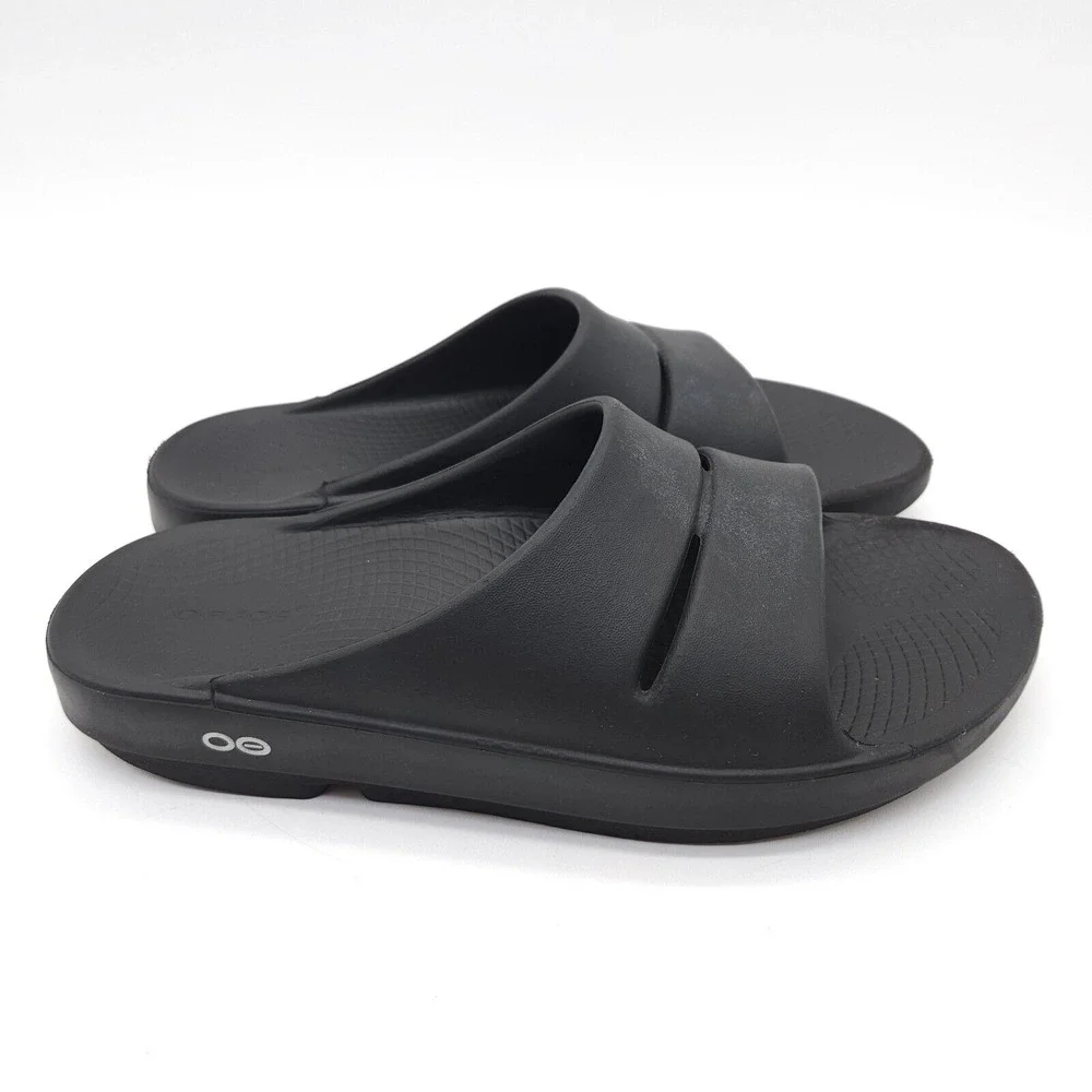 OOFOS OOahh‎ Slide (Mens 9 Womens 11) Recovery Sandals Slip On Black Comfort